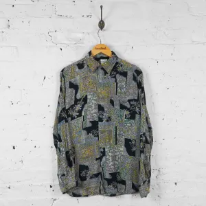 Vintage Patterned Party Shirt - Black - XL