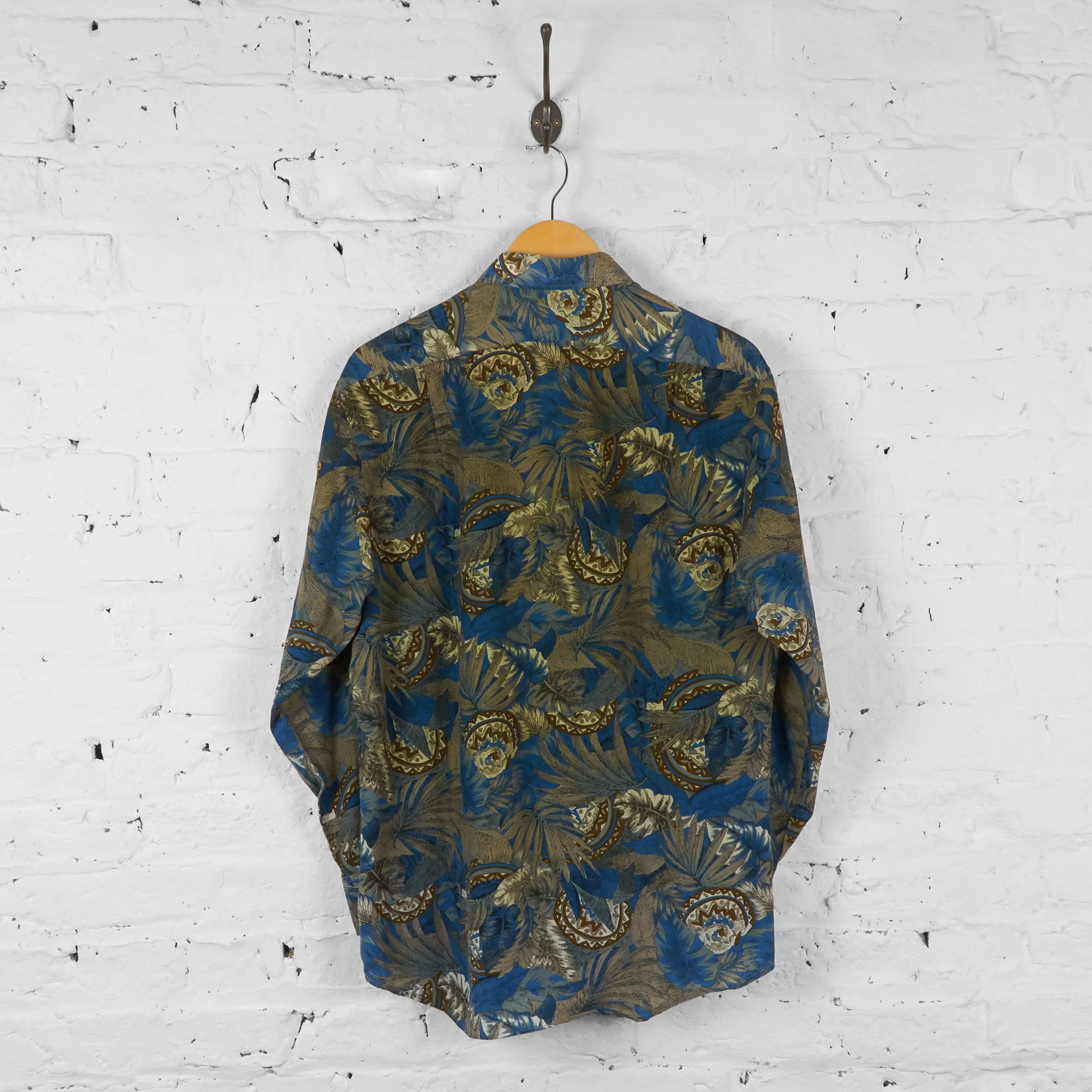 Vintage Patterned Party Shirt - Blue - L