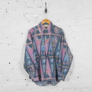 Vintage Patterned Party Shirt - Blue - L