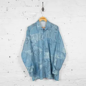 Vintage Patterned Party Shirt - Blue - XL