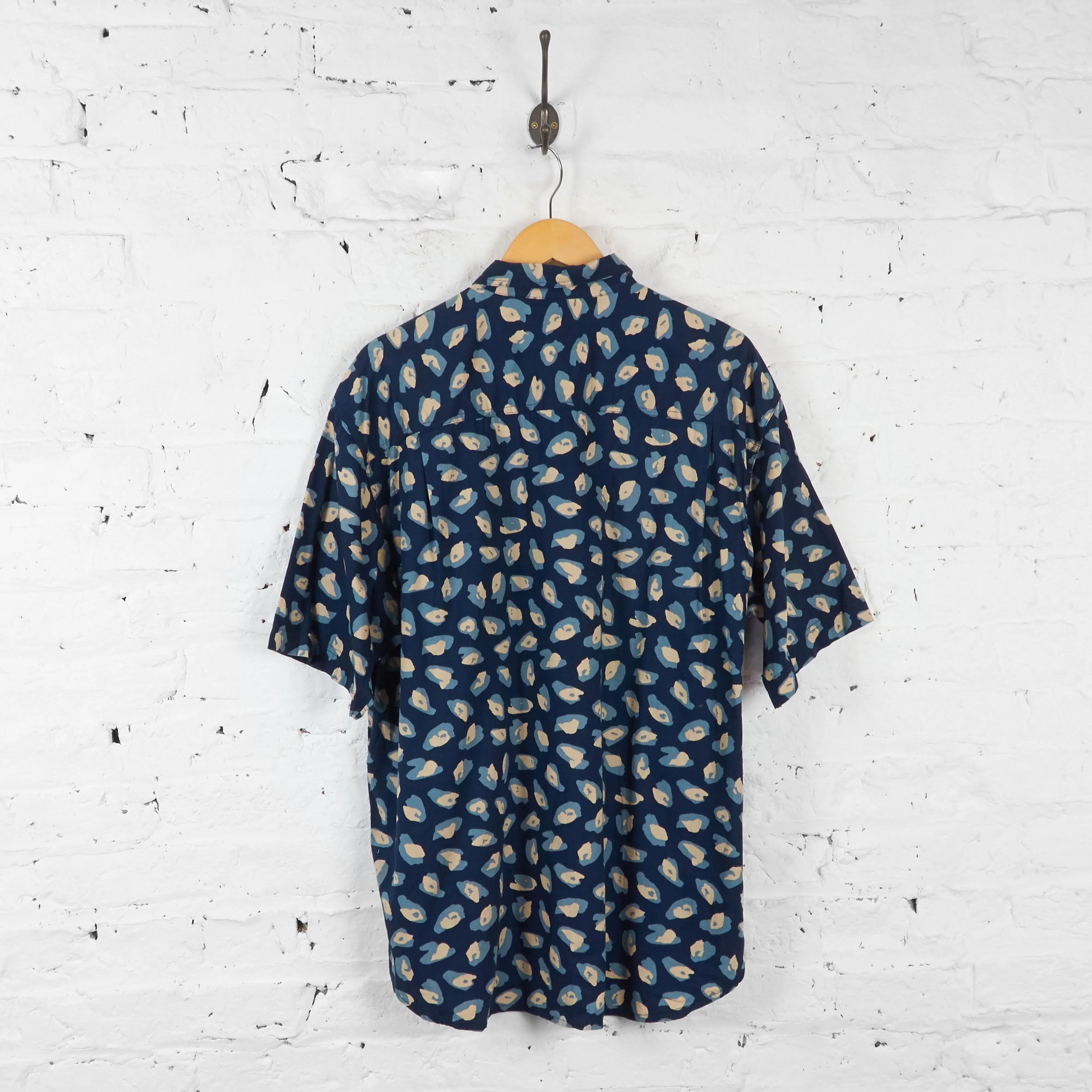 Vintage Patterned Party Shirt - Blue -XL