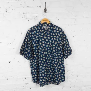 Vintage Patterned Party Shirt - Blue -XL