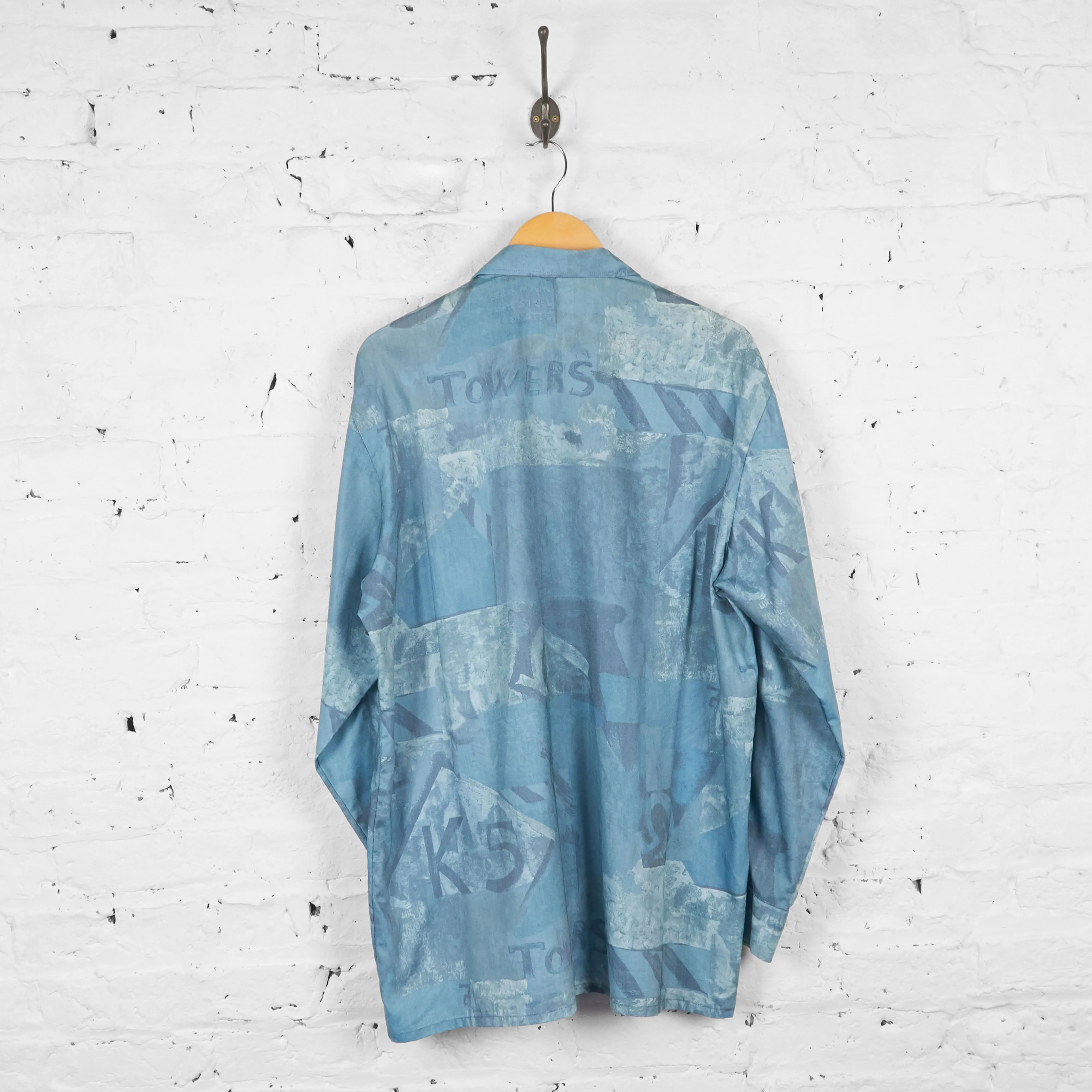 Vintage Patterned Party Shirt - Blue - XL
