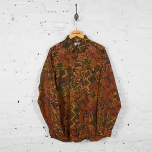 Vintage Patterned Party Shirt - Brown - L