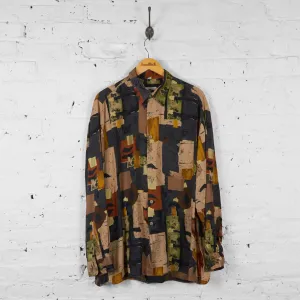 Vintage Patterned Party Shirt - Brown - XL