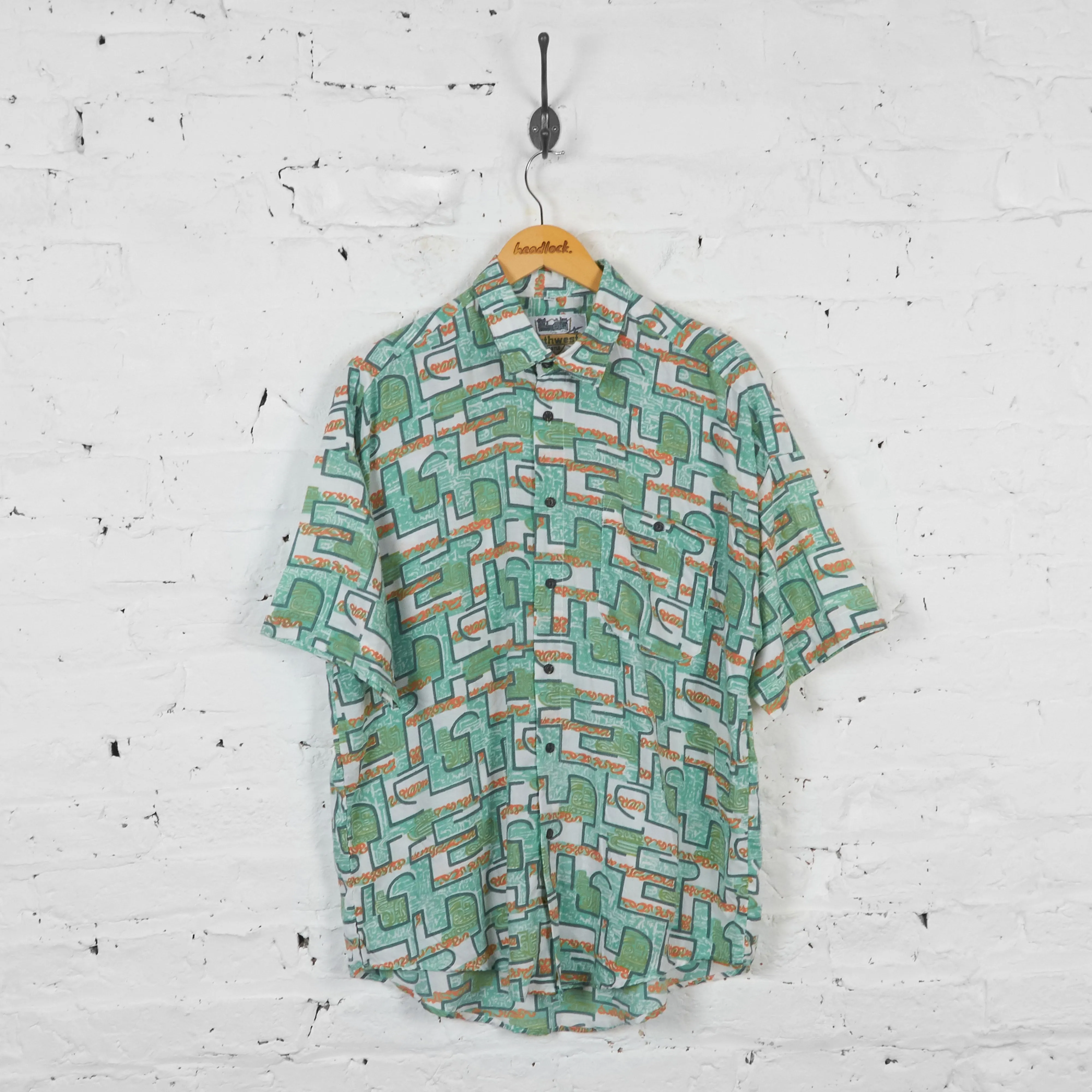 Vintage Patterned Party Shirt - Green - L