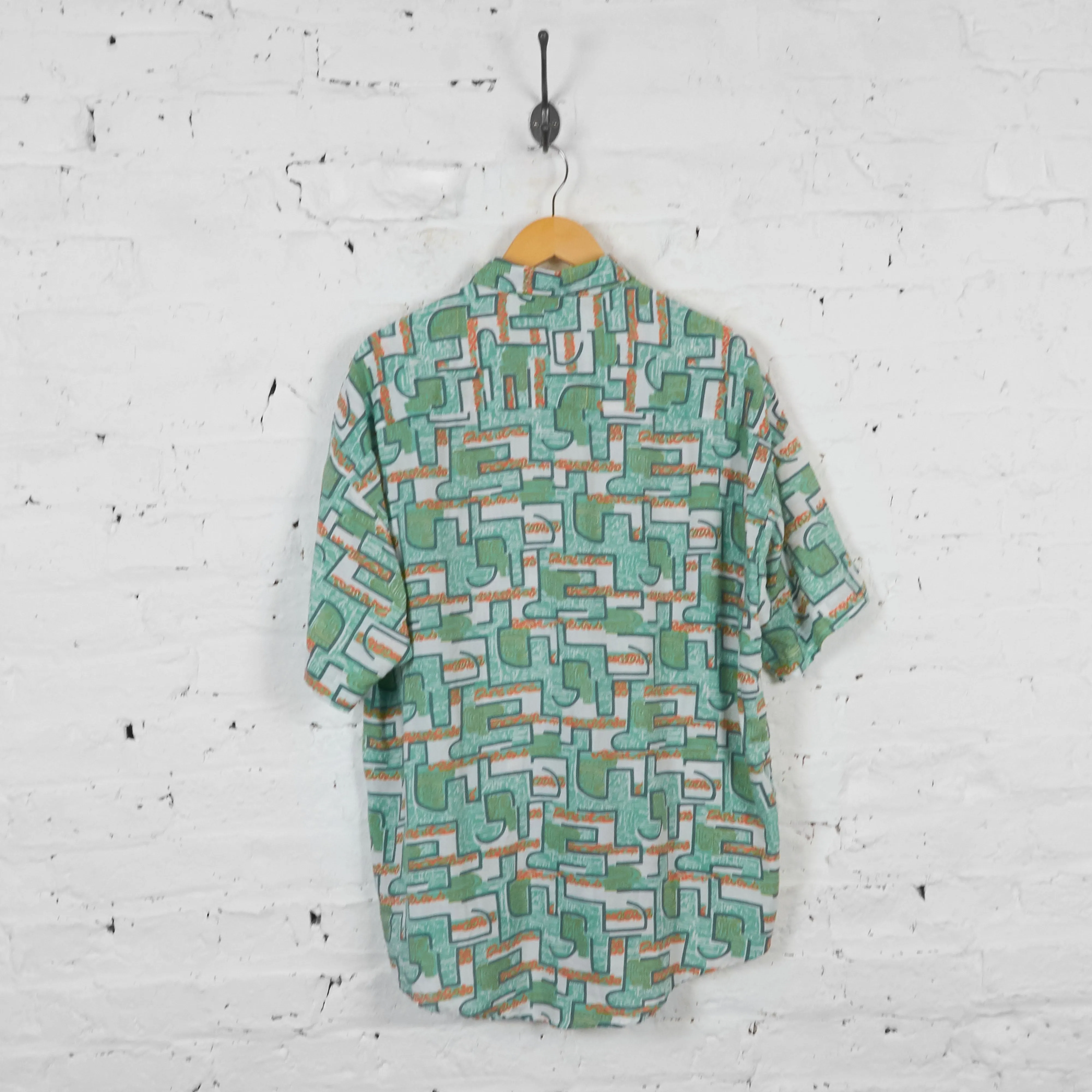 Vintage Patterned Party Shirt - Green - L