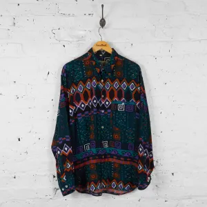 Vintage Patterned Party Shirt - Green - XL