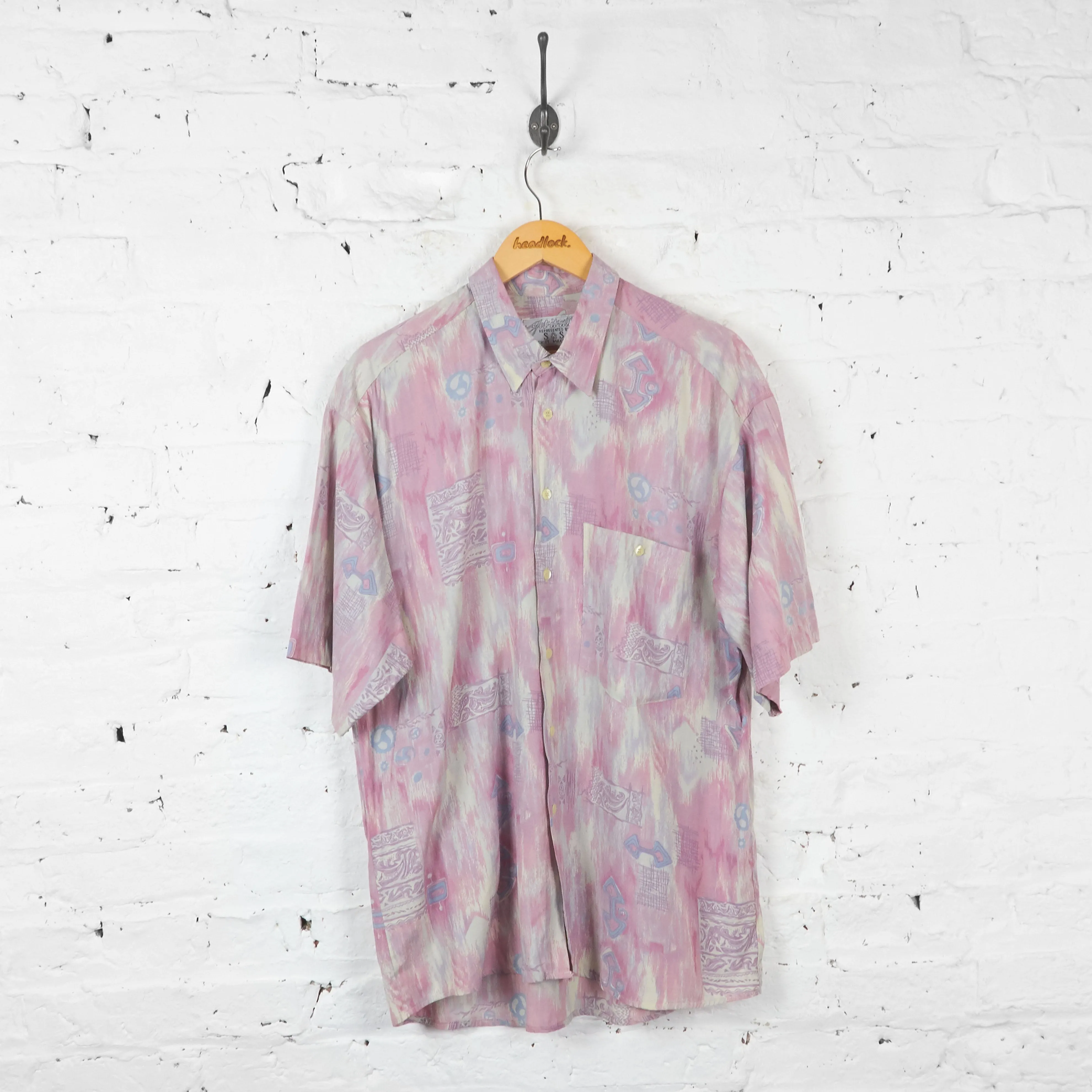 Vintage Patterned Party Shirt - Pink - L