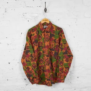 Vintage Patterned Party Shirt - Red/Green - L