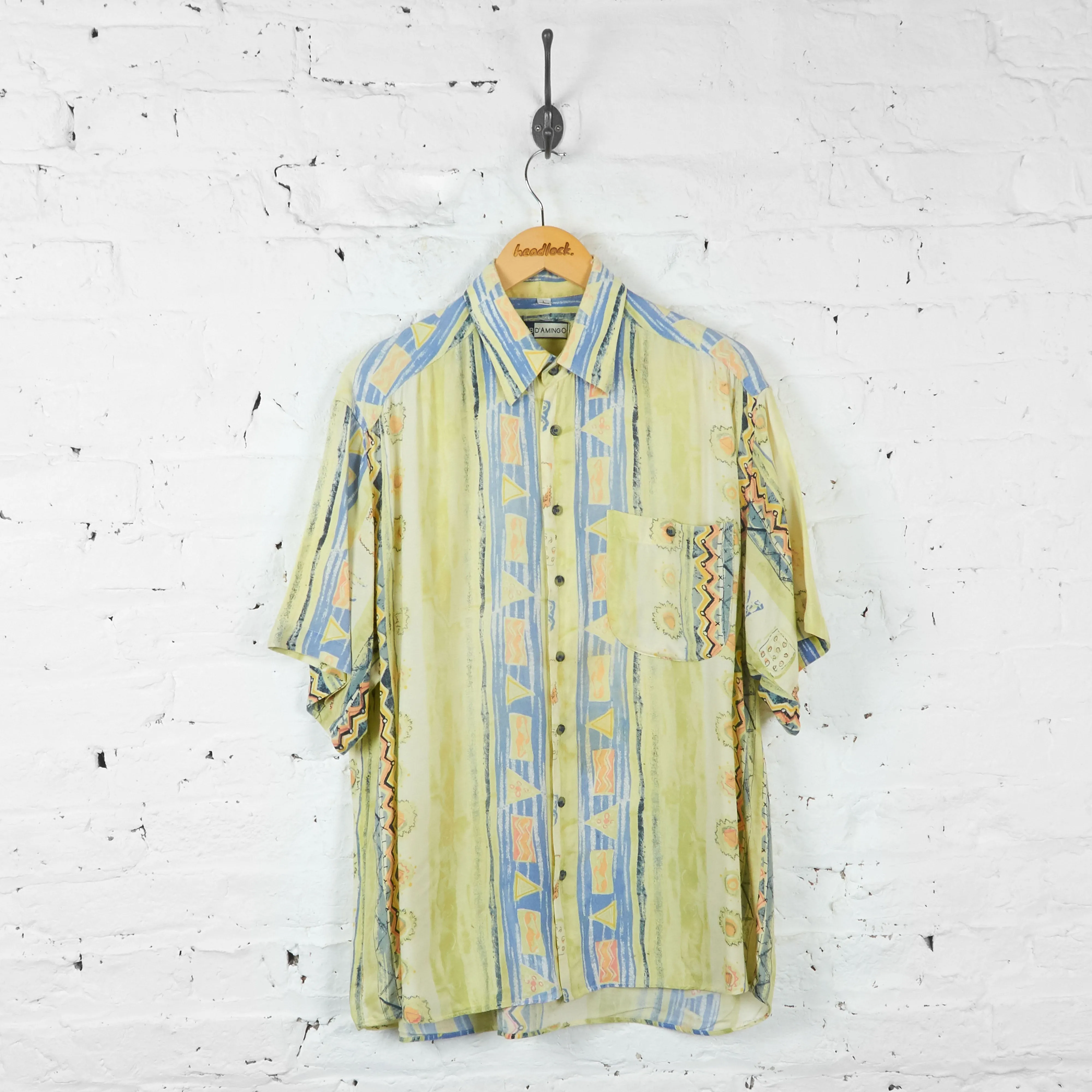 Vintage Patterned Party Shirt - Yellow - L
