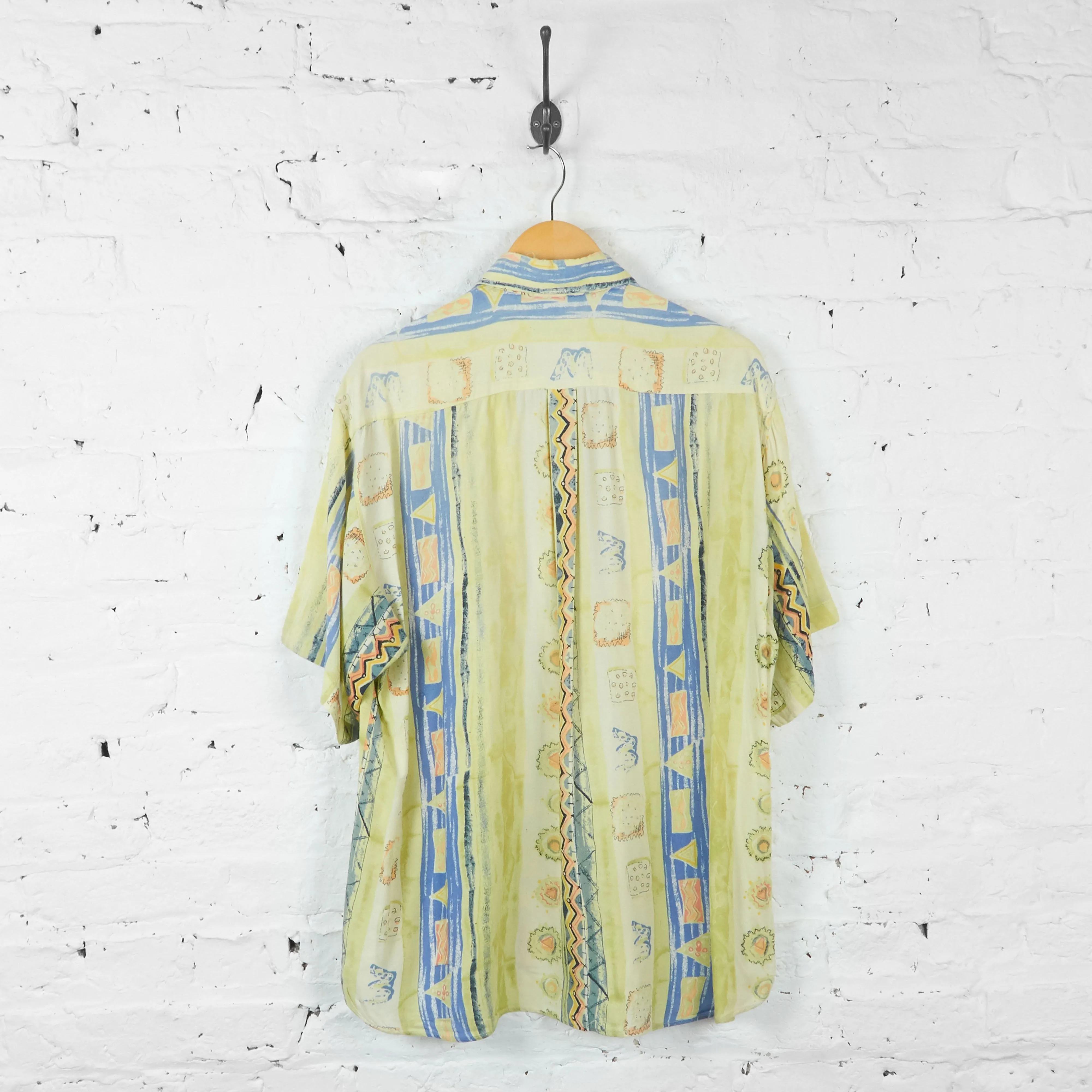 Vintage Patterned Party Shirt - Yellow - L