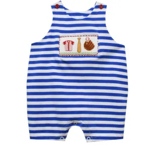 Vive La Fete Smocked Knit Baseball Romper