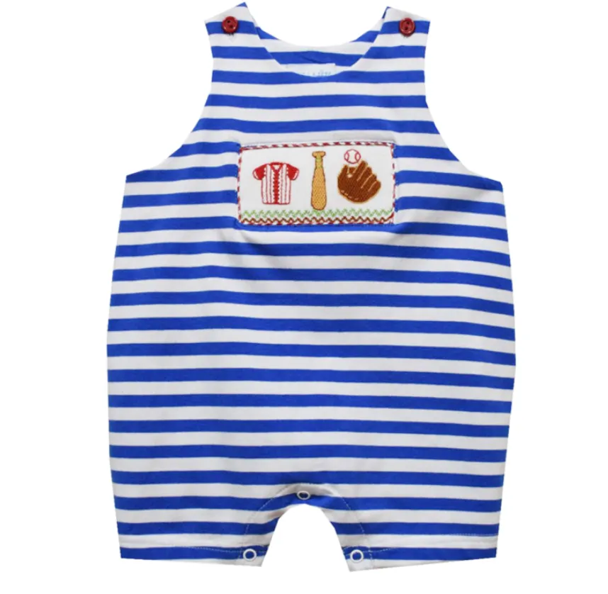 Vive La Fete Smocked Knit Baseball Romper