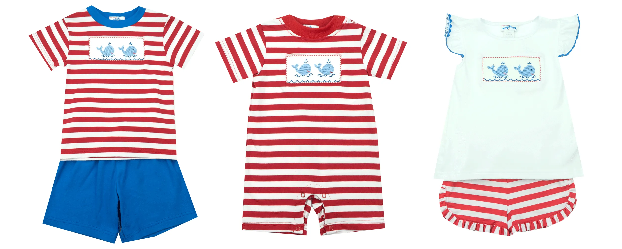 Vive La Fete Smocked Whales Short Set