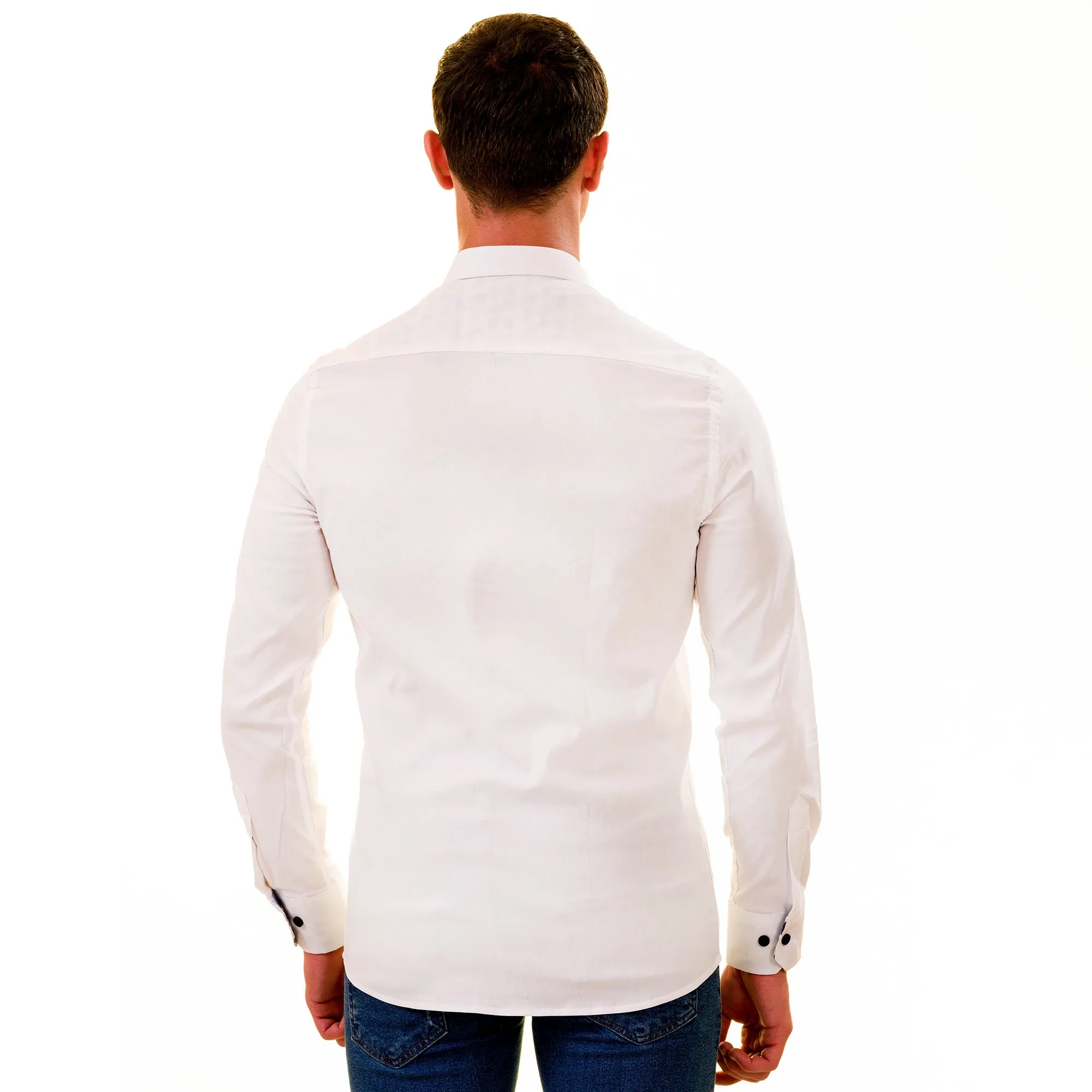 White with Floral inside Slim Fit Designer Dress Shirt - tailored Cotton Shirts for Work