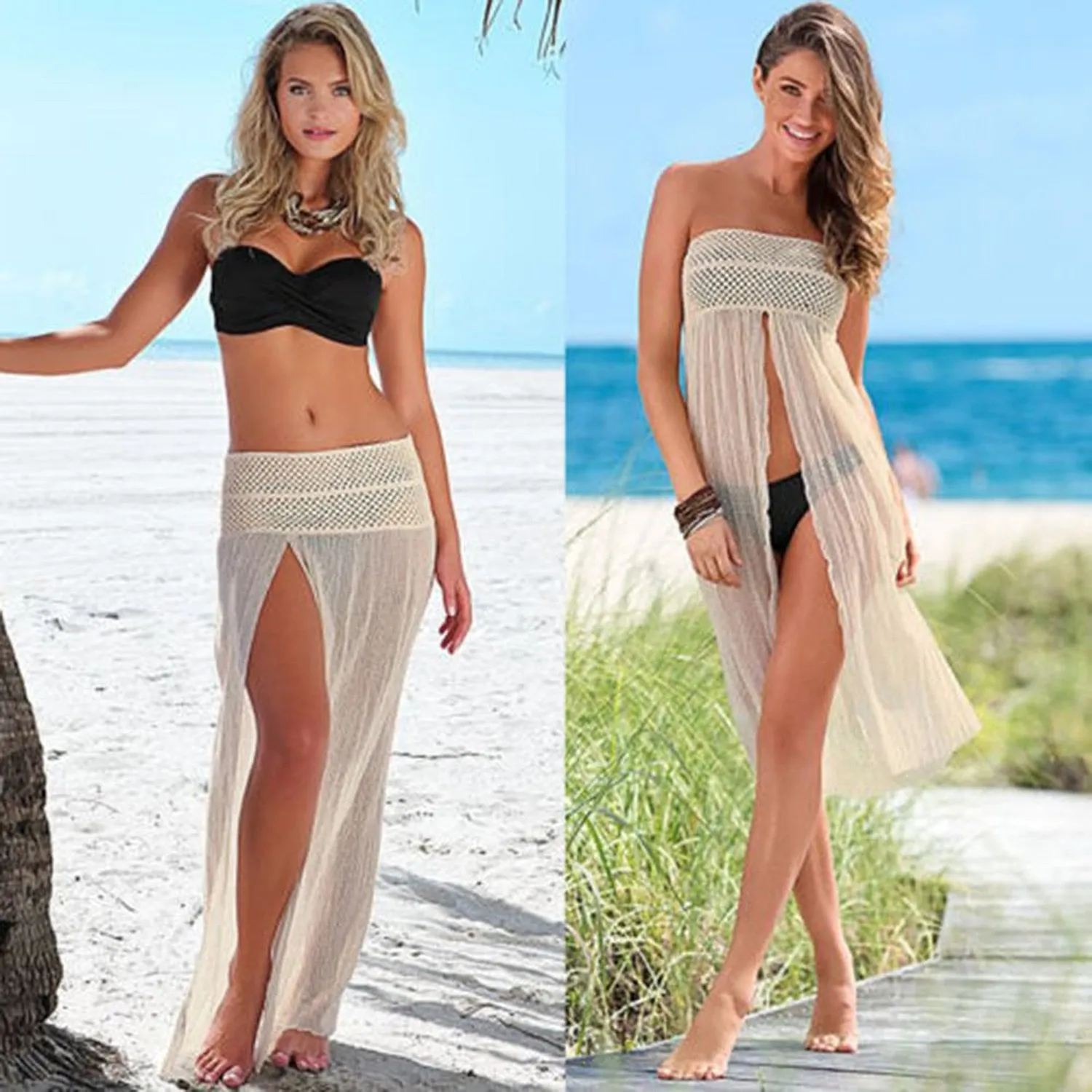 Women Floral Sexy Beach Skirt - Bikini Swimwear Cover-up Tee