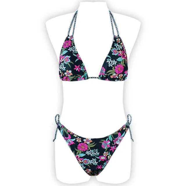 Women Print Floral Bikini Set Swimsuit