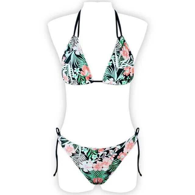Women Print Floral Bikini Set Swimsuit