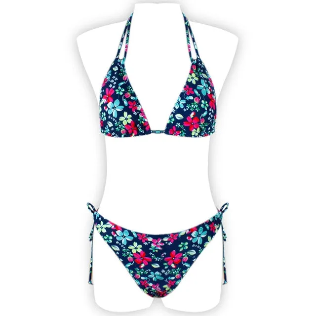 Women Print Floral Bikini Set Swimsuit
