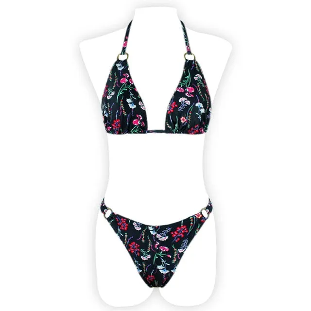 Women Print Floral Bikini Set Swimsuit