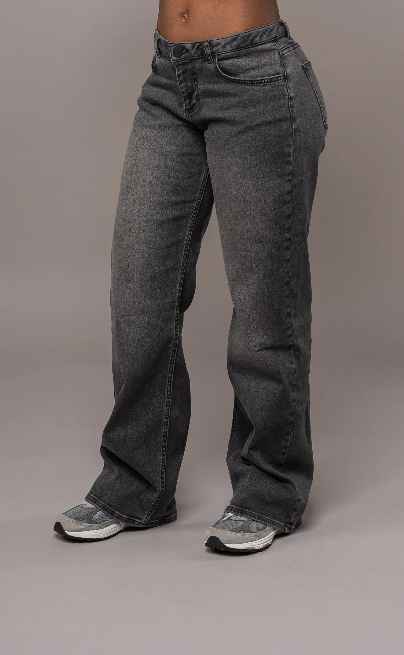 Womens Baggy Low Waisted Fitjeans - Grey