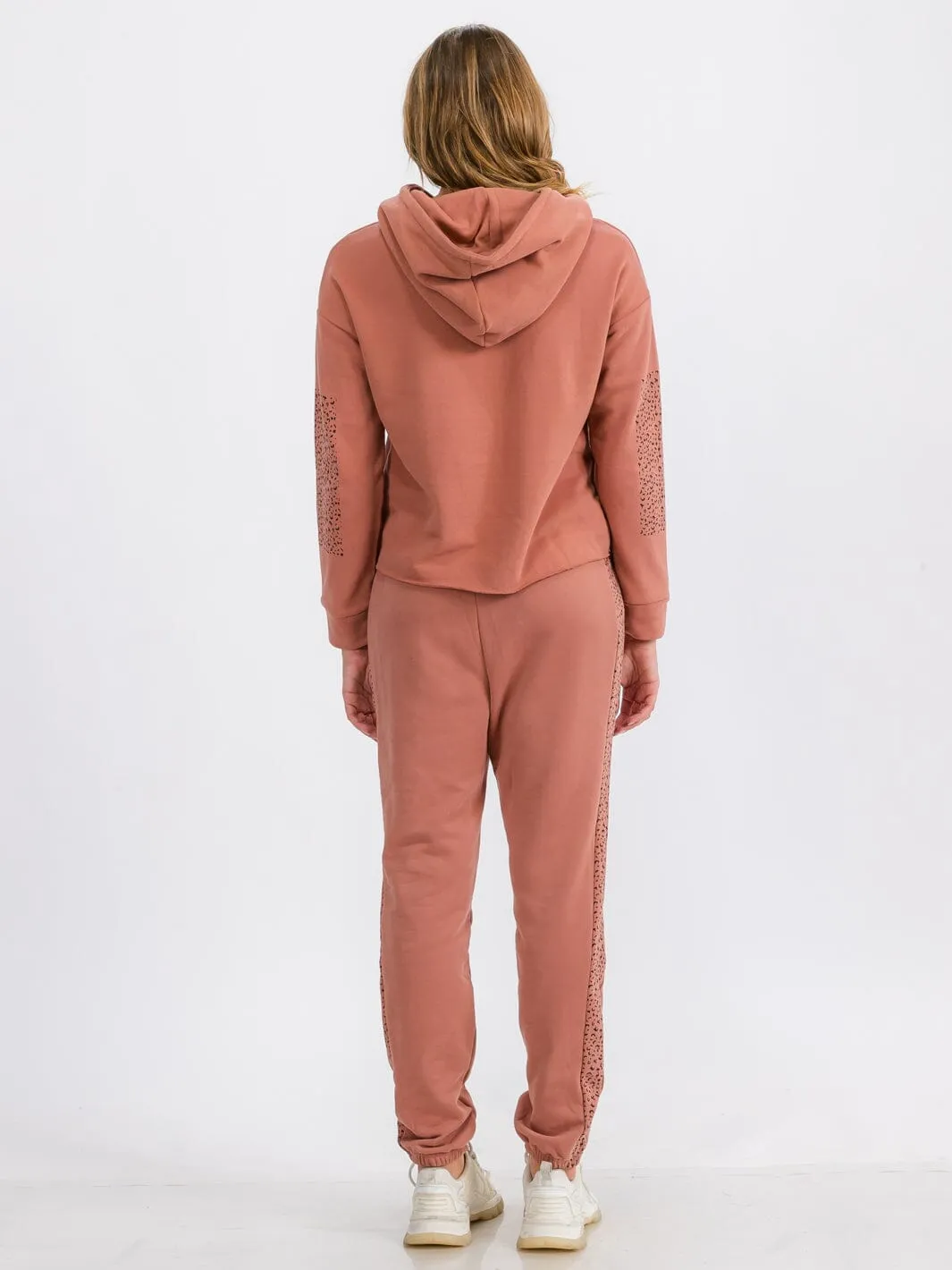 WOMEN'S LONG SLEEVE RAW EDGE HOODED PULLOVER SWEATER