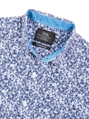 W.R.K. Navy Blue Floral 4-Way Stretch Short Sleeve Shirt (30% Off Sale!)