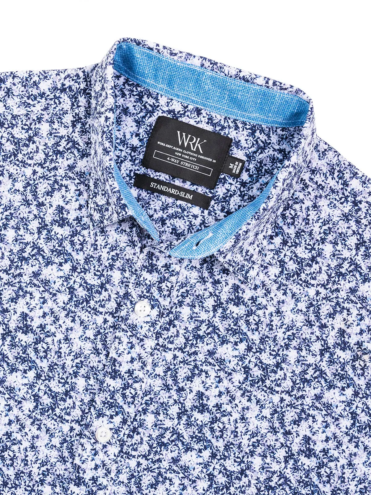 W.R.K. Navy Blue Floral 4-Way Stretch Short Sleeve Shirt (30% Off Sale!)