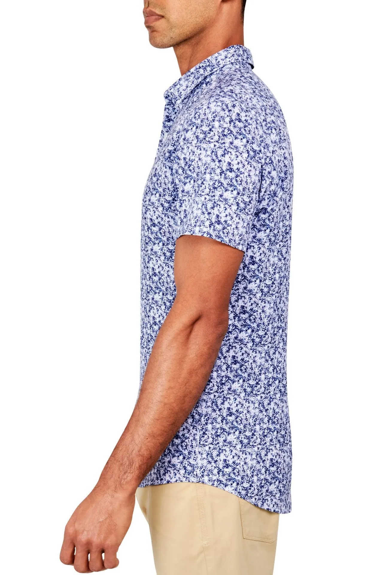 W.R.K. Navy Blue Floral 4-Way Stretch Short Sleeve Shirt (30% Off Sale!)