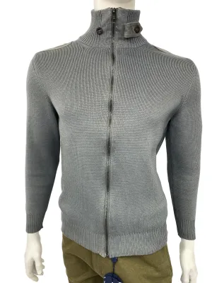 Zip-Up Cardigan With Suede Patches
