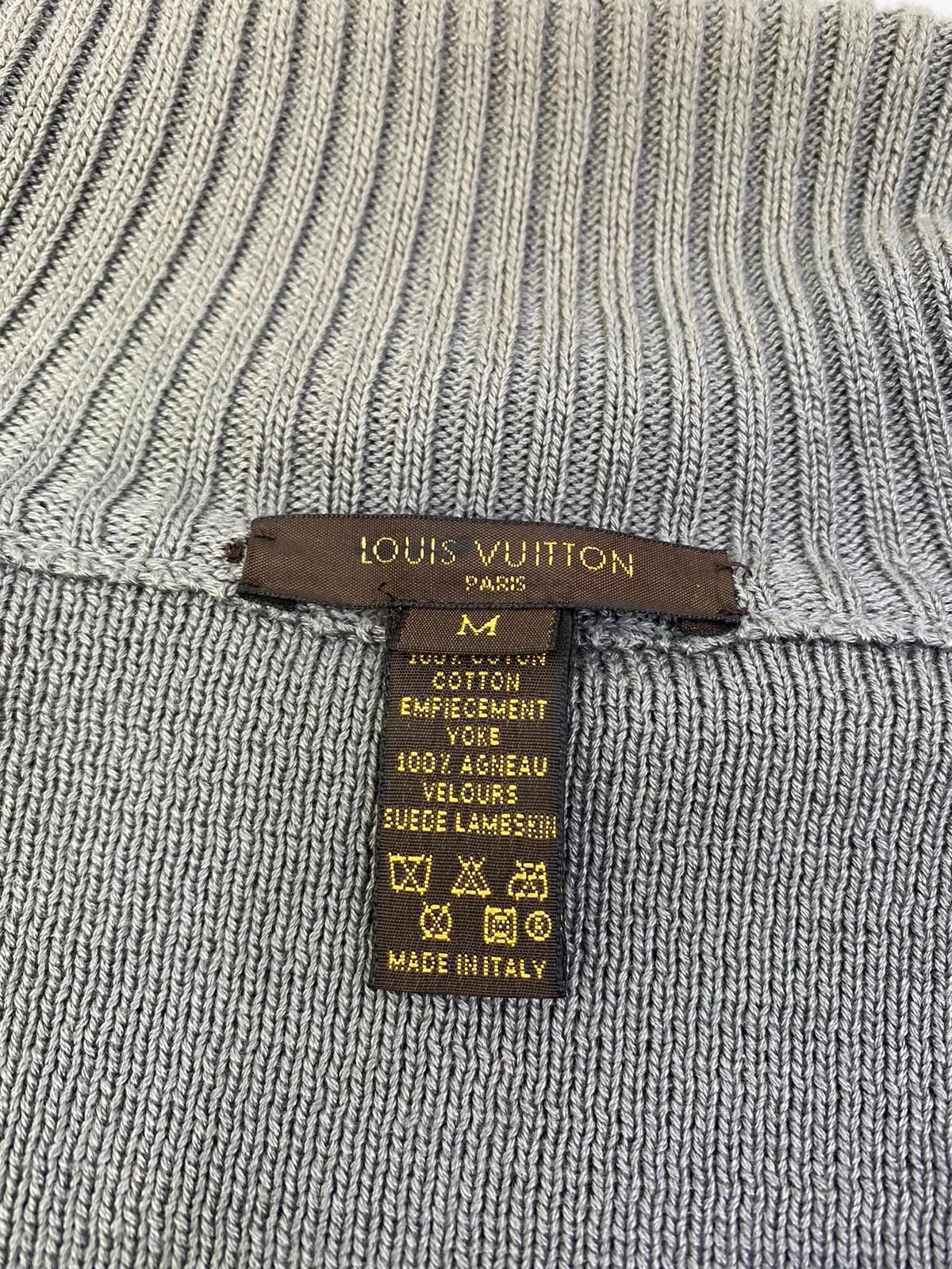 Zip-Up Cardigan With Suede Patches